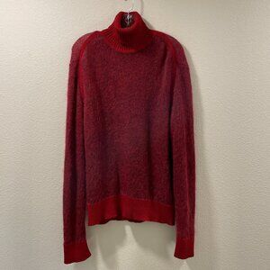 J. LINDEBERG Long Sleeve Turtleneck Pullover Mohair Blend Deep Red - L